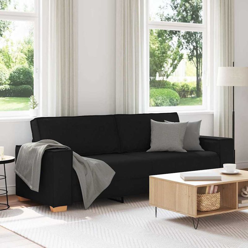 Casa si Gradina - Mobilier - Canapele si coltare - Canapele - Canapea cu 3 locuri, neagra, 180 cm, material textil - Infinity.ro