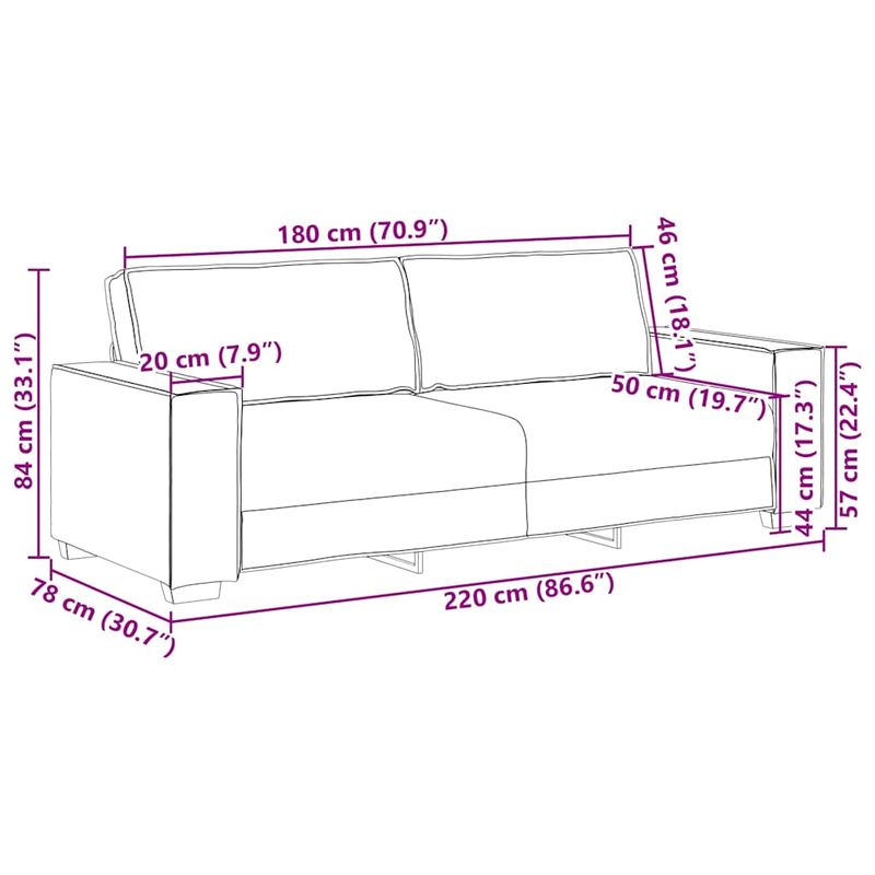 Casa si Gradina - Mobilier - Canapele si coltare - Canapele - Canapea cu 3 locuri, neagra, 180 cm, material textil - Infinity.ro