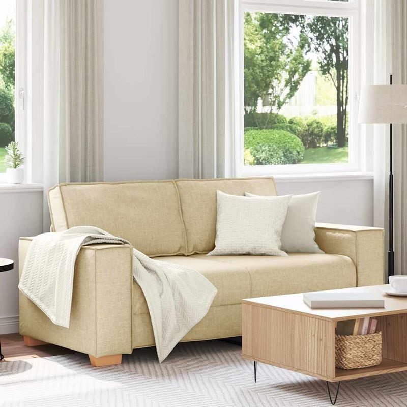 Casa si Gradina - Mobilier - Canapele si coltare - Canapele - Canapea cu 2 locuri, crem, 140 cm, material textil - Infinity.ro