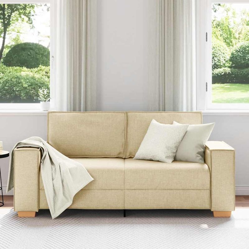 Casa si Gradina - Mobilier - Canapele si coltare - Canapele - Canapea cu 2 locuri, crem, 140 cm, material textil - Infinity.ro