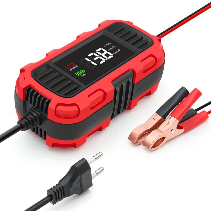 Auto si Moto - Reparatii si depanare - Redresoare - Incarcator redresor baterie moto Techstar 12V 2A cu oprire automata, incarcare inteligenta cu 3 etape, afisaj LED - Infinity.ro