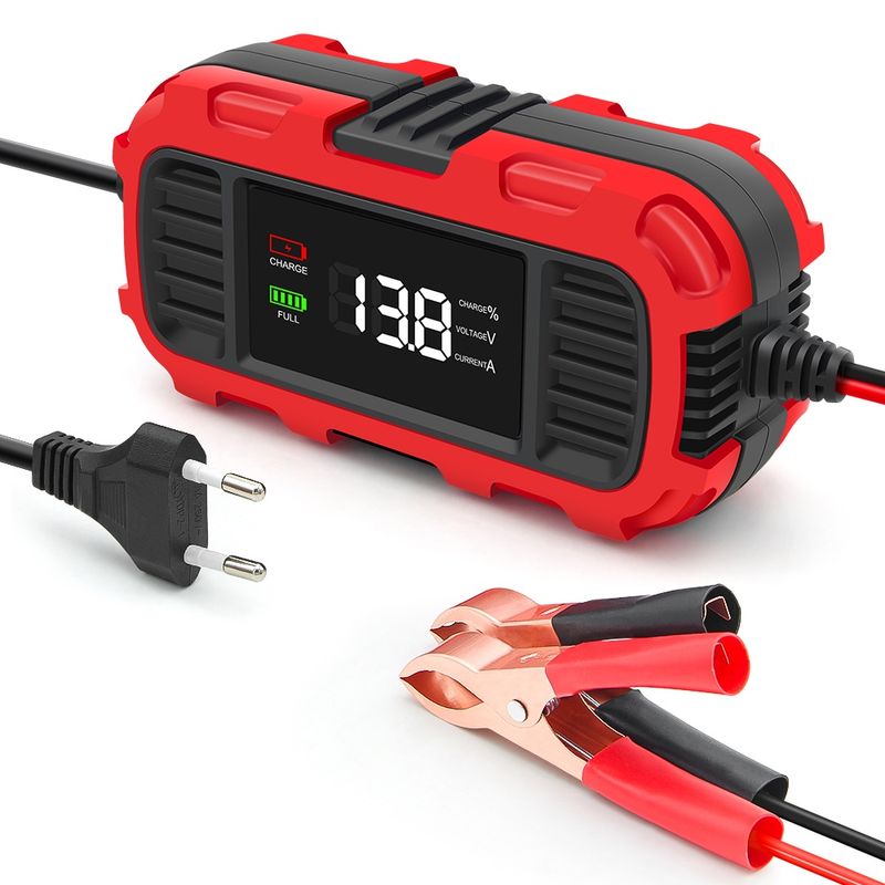 Auto si Moto - Reparatii si depanare - Redresoare - Incarcator redresor baterie moto Techstar 12V 2A cu oprire automata, incarcare inteligenta cu 3 etape, afisaj LED - Infinity.ro