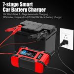 Auto si Moto - Reparatii si depanare - Redresoare - Incarcator Redresor baterii auto-moto inteligent FOXSur FBC122412D, 12V 12A/24V 6A, 7 trepte incarcare, LCD, rosu - Infinity.ro