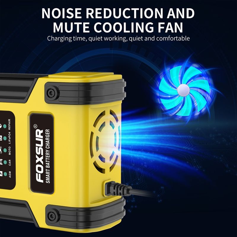 Auto si Moto - Reparatii si depanare - Redresoare - Incarcator Redresor baterii auto-moto inteligent FOXSur FBC122412D, 12V 12A/24V 6A, 7 trepte incarcare, LCD - Infinity.ro