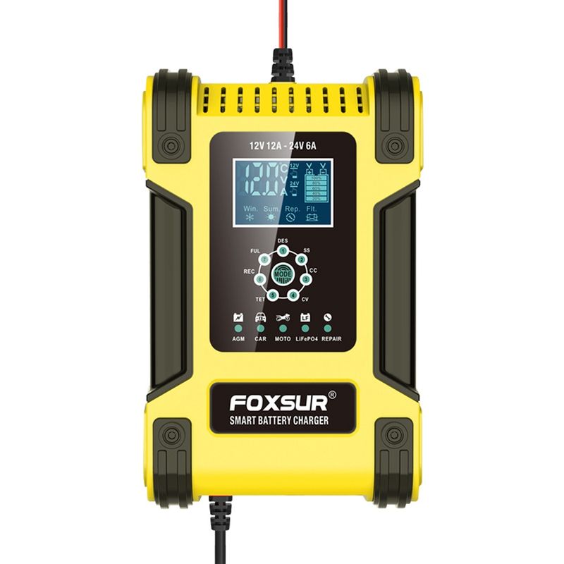 Auto si Moto - Reparatii si depanare - Redresoare - Incarcator Redresor baterii auto-moto inteligent FOXSur FBC122412D, 12V 12A/24V 6A, 7 trepte incarcare, LCD - Infinity.ro