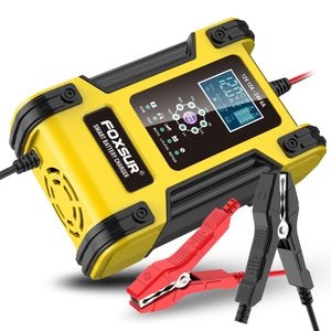 Incarcator Redresor baterii auto-moto inteligent FOXSur FBC122412D, 12V 12A/24V 6A, 7 trepte incarcare, LCD