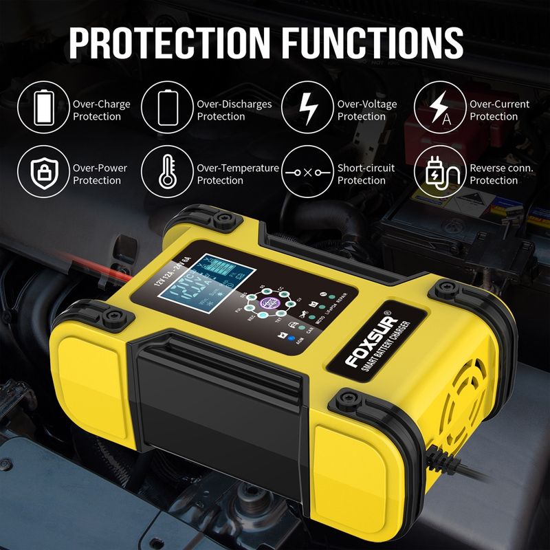 Auto si Moto - Reparatii si depanare - Redresoare - Incarcator Redresor baterii auto-moto inteligent FOXSur FBC122412D, 12V 12A/24V 6A, 7 trepte incarcare, LCD - Infinity.ro