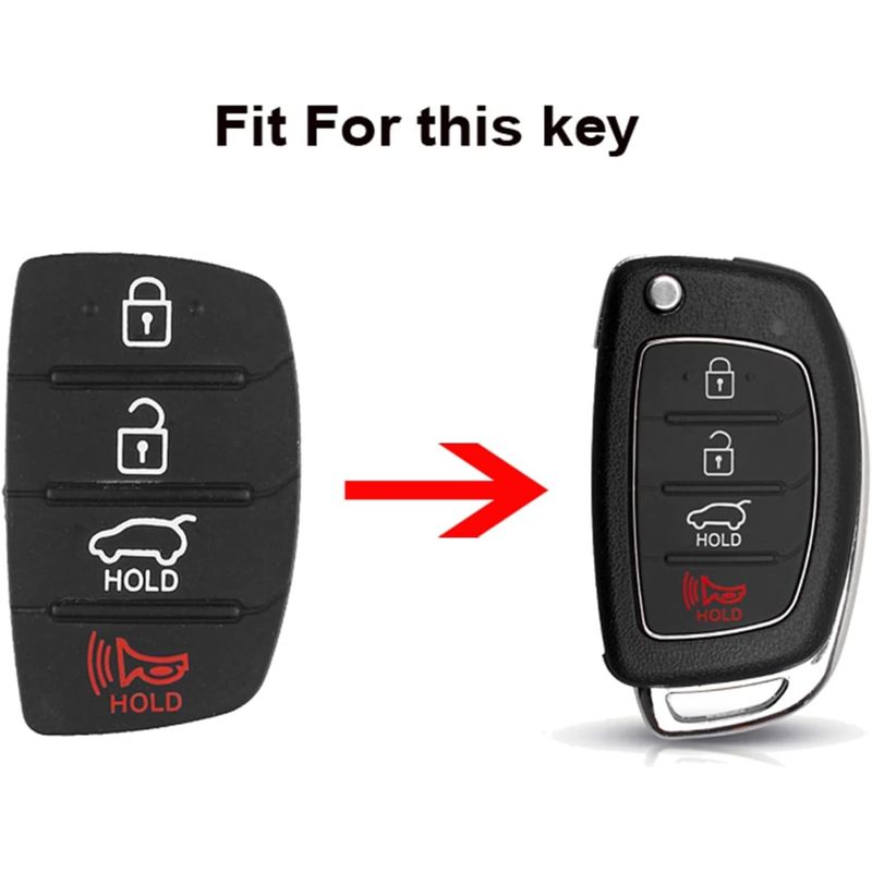 Auto si Moto - Electronice auto - Accesorii electronice auto - Membrana Cauciuc Butoane Cheie Auto 4 Butoane Compatibila Hyundai Tucson, Santa Fe, ix45, Sonata, i40 – Pad Inlocuire - Infinity.ro