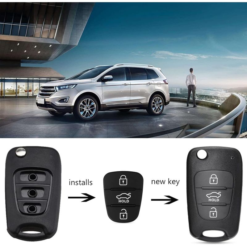 Auto si Moto - Electronice auto - Accesorii electronice auto - Membrana Cauciuc Cheie Auto cu 3 Butoane – Compatibila Hyundai i10, i20, i30, ix35, Kia Ceed, Rio, Sportage, Venga - Infinity.ro