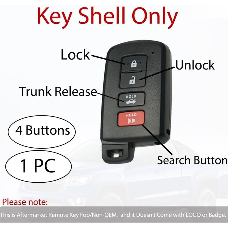 Auto si Moto - Electronice auto - Accesorii electronice auto - Carcasa Cheie Auto Techstar cu 4 butoane, Compatibila Toyota Camry, Corolla, RAV4, Highlander, Avalon – FCC HYQ14FBA - Infinity.ro