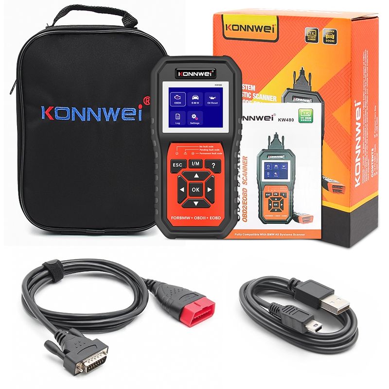 Auto si Moto - Reparatii si depanare - Sisteme de diagnoza - Tester Diagnoza Auto Konnwei KW480, Functii Complete pentru BMW, OBD2, Resetare Ulei, Citire Coduri, Test Motor, ABS - Infinity.ro