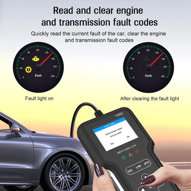 Auto si Moto - Reparatii si depanare - Sisteme de diagnoza - Tester Auto OBD2 Techstar V900 Plus, Diagnoza Motor si Transmisie, peste 600 Coduri Live, Test Baterie si Senzori - Infinity.ro