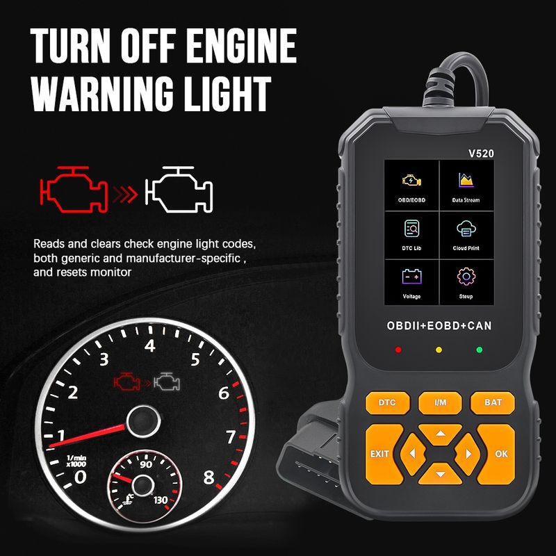Auto si Moto - Reparatii si depanare - Sisteme de diagnoza - Scanner Auto Profesional OBD2 Techstar® V520, Diagnoza Motor, Citire si Stergere Coduri Eroare, Date Live, Imprimare - Infinity.ro
