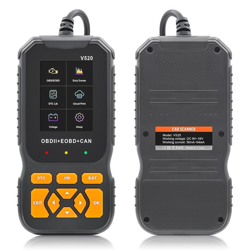 Auto si Moto - Reparatii si depanare - Sisteme de diagnoza - Scanner Auto Profesional OBD2 Techstar® V520, Diagnoza Motor, Citire si Stergere Coduri Eroare, Date Live, Imprimare - Infinity.ro
