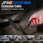Auto si Moto - Reparatii si depanare - Sisteme de diagnoza - Cablu extensie OBDII JFIND JF36, 16 pini, 36cm, transmisie rapida, compatibil 12V/24V, impermeabil, rezistent temp - Infinity.ro