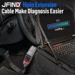 Auto si Moto - Reparatii si depanare - Sisteme de diagnoza - Cablu extensie OBDII JFIND JF36, 16 pini, 36cm, transmisie rapida, compatibil 12V/24V, impermeabil, rezistent temp - Infinity.ro