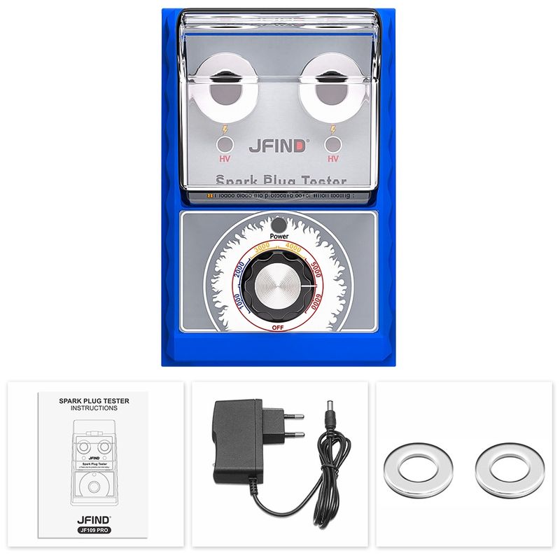 Auto si Moto - Reparatii si depanare - Scule auto - Testere si multimetre - Tester pentru bujii auto si moto JFIND JF109 Pro, 2 orificii testare simultana, reglaj rpm 1000-6000, analiza diag - Infinity.ro