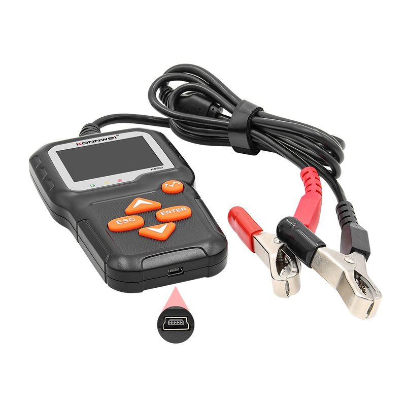 Auto si Moto - Reparatii si depanare - Scule auto - Testere si multimetre - Tester Profesional pentru Baterii Auto si Moto KONNWEI KW650, 6-16V, cu Ecran Color 2.4", Analiza Grafica, tiparire - Infinity.ro