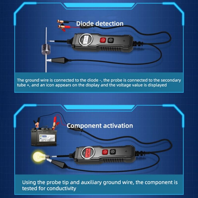 Auto si Moto - Reparatii si depanare - Scule auto - Testere si multimetre - Dispozitiv Profesional Testare Circuite Auto Techstar® YM-P100, Multimetru Inteligent cu Ecran LCD, 107V - Infinity.ro