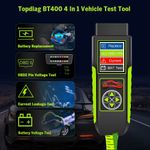 Auto si Moto - Reparatii si depanare - Scule auto - Testere si multimetre - Tester auto Topdiag BT400 4 in 1, test baterie, tensiune pini OBD2, pierderi curent, asistenta inlocuire acumulator - Infinity.ro