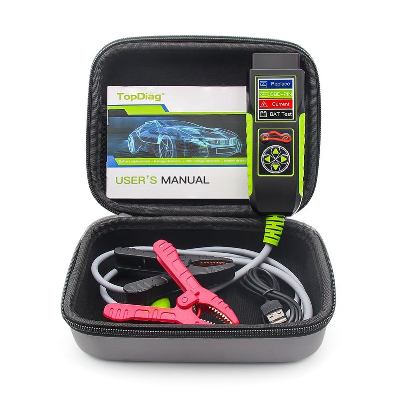 Auto si Moto - Reparatii si depanare - Scule auto - Testere si multimetre - Tester auto Topdiag BT400 4 in 1, test baterie, tensiune pini OBD2, pierderi curent, asistenta inlocuire acumulator - Infinity.ro