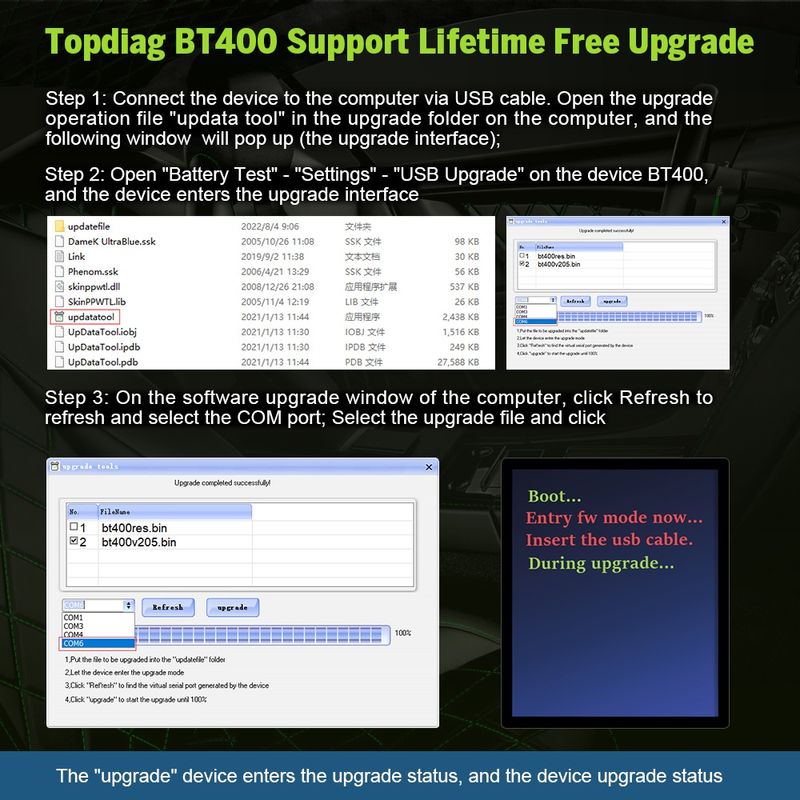 Auto si Moto - Reparatii si depanare - Scule auto - Testere si multimetre - Tester auto Topdiag BT400 4 in 1, test baterie, tensiune pini OBD2, pierderi curent, asistenta inlocuire acumulator - Infinity.ro