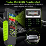 Auto si Moto - Reparatii si depanare - Scule auto - Testere si multimetre - Tester auto Topdiag BT400 4 in 1, test baterie, tensiune pini OBD2, pierderi curent, asistenta inlocuire acumulator - Infinity.ro