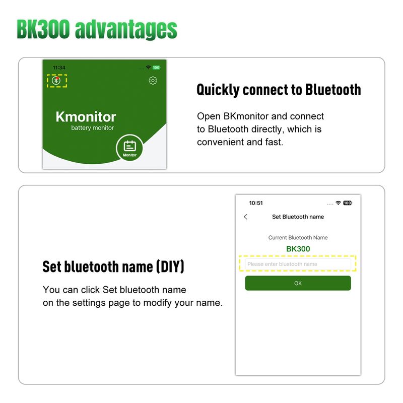 Auto si Moto - Reparatii si depanare - Scule auto - Testere si multimetre - Tester Baterie Auto Inteligent cu Bluetooth 5.0 KONNWEI BK300, Aplicatie Telefon, Android si iOS, Monitor Baterie Wifi - Infinity.ro