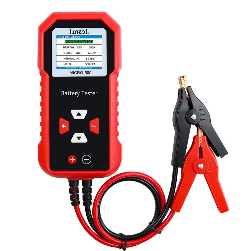 Auto si Moto - Reparatii si depanare - Scule auto - Testere si multimetre - Tester baterie auto Lancol MICRO-500, verificare rapida 12V Plumb-Acid si LiFePO4, compatibil AGM, GEL, EFB, rosu negru - Infinity.ro
