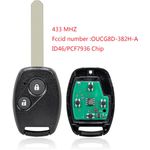 Auto si Moto - Electronice auto - Accesorii electronice auto - Cheie Auto Techstar Completa Programabila 433MHz, cu 2 butoane si cip ID46 PCF7936, compatibila Honda Civic, Accord - Infinity.ro