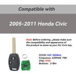 Auto si Moto - Electronice auto - Accesorii electronice auto - Cheie Auto Completa Programabila Techstar, cu 433MHz, 2 butoane, compatibila Honda Civic 2005–2011, Accord, CR-V - Infinity.ro