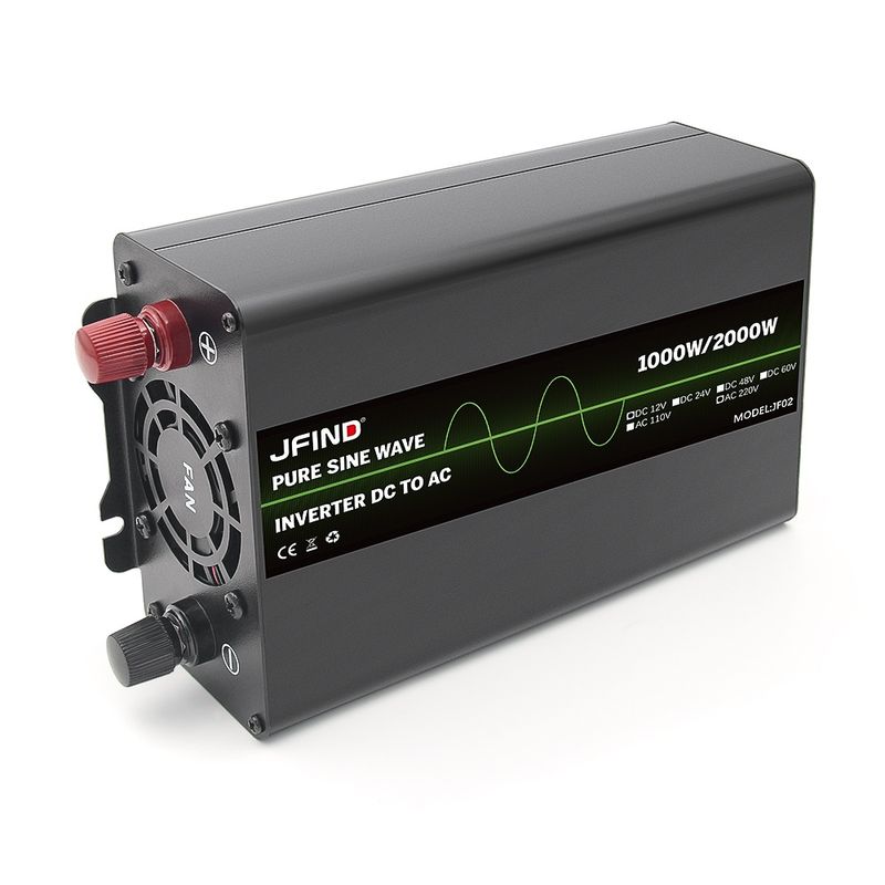 Auto si Moto - Reparatii si depanare - Invertoare auto - Invertor auto JFIND JF02, unda sinusoidala pura, 12V la 220V, 1000W continuu, 2000W varf, afisaj LCD, protectii multiple - Infinity.ro