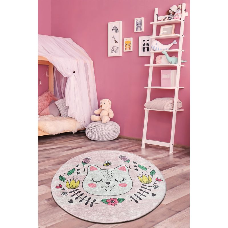 Casa si Gradina - Textile si covoare - Covoare - Covoare copii - Covor rotund, Conceptum Hypnose, multicolor, 140 cm, 100% poliester, antiderapant, 876CHL1197 - Infinity.ro