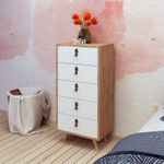 Casa si Gradina - Mobilier - Comode si corpuri - Comode - Comoda, Hanah Home, pal melaminat, stejar alb, 50x40x103 cm - Infinity.ro