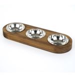 Petshop - Accesorii petshop - Castroane si adapatori - Castron pentru animale, Hanah Home, lemn de molid, nuc, 17x48x3 cm - Infinity.ro