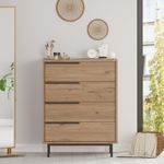 Casa si Gradina - Mobilier - Comode si corpuri - Comode - Comoda, Hanah Home, pal melaminat, nuc, 74.8x44.5x95.1 cm - Infinity.ro