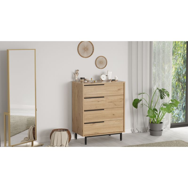 Casa si Gradina - Mobilier - Comode si corpuri - Comode - Comoda, Hanah Home, pal melaminat, nuc, 74.8x44.5x95.1 cm - Infinity.ro