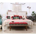 Casa si Gradina - Mobilier - Canapele si coltare - Banchete - Bancheta, Hanah Home, bumbac si poliester, multicolor, picioare lemn, 91x46x42 cm - Infinity.ro