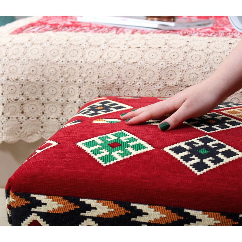 Casa si Gradina - Mobilier - Canapele si coltare - Banchete - Bancheta, Hanah Home, bumbac si poliester, multicolor, picioare lemn, 91x46x42 cm - Infinity.ro