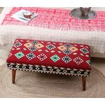 Casa si Gradina - Mobilier - Canapele si coltare - Banchete - Bancheta, Hanah Home, bumbac si poliester, multicolor, picioare lemn, 91x46x42 cm - Infinity.ro