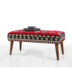 Casa si Gradina - Mobilier - Canapele si coltare - Banchete - Bancheta, Hanah Home, bumbac si poliester, multicolor, picioare lemn, 91x46x42 cm - Infinity.ro