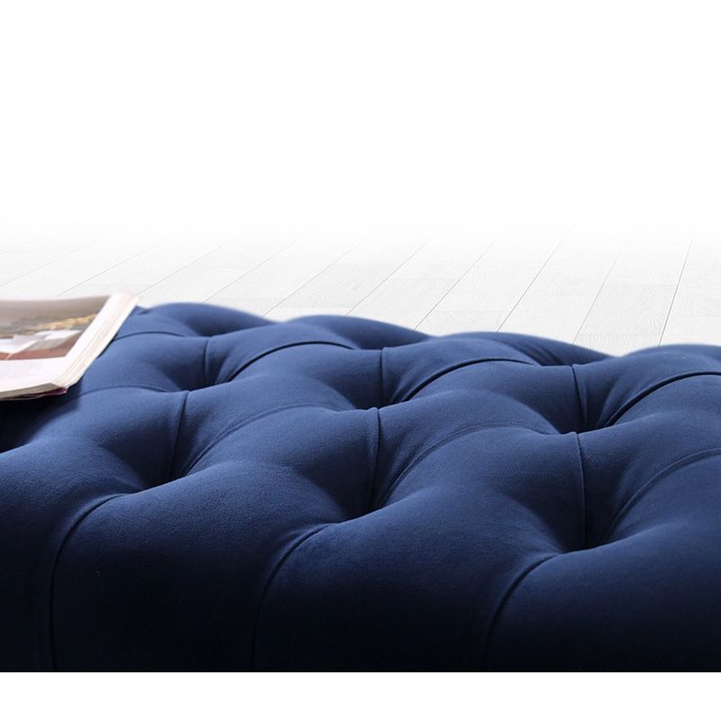 Casa si Gradina - Mobilier - Canapele si coltare - Banchete - Banca, Hanah Home, bumbac si catifea, albastru marin, 92x48x43 cm - Infinity.ro