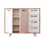 Casa si Gradina - Mobilier - Comode si corpuri - Comode - Comoda, Hanah Home, pal melaminat, stejar si alb, 100x35x82 cm - Infinity.ro