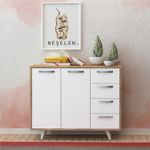 Casa si Gradina - Mobilier - Comode si corpuri - Comode - Comoda, Hanah Home, pal melaminat, stejar si alb, 100x35x82 cm - Infinity.ro