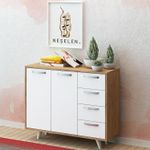 Casa si Gradina - Mobilier - Comode si corpuri - Comode - Comoda, Hanah Home, pal melaminat, stejar si alb, 100x35x82 cm - Infinity.ro