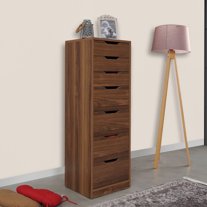 Casa si Gradina - Mobilier - Comode si corpuri - Comode - Comoda, Hanah Home, pal melaminat, nuc, 44x40x130 cm - Infinity.ro