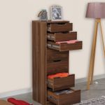 Casa si Gradina - Mobilier - Comode si corpuri - Comode - Comoda, Hanah Home, pal melaminat, nuc, 44x40x130 cm - Infinity.ro