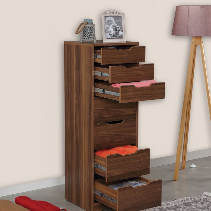 Casa si Gradina - Mobilier - Comode si corpuri - Comode - Comoda, Hanah Home, pal melaminat, nuc, 44x40x130 cm - Infinity.ro