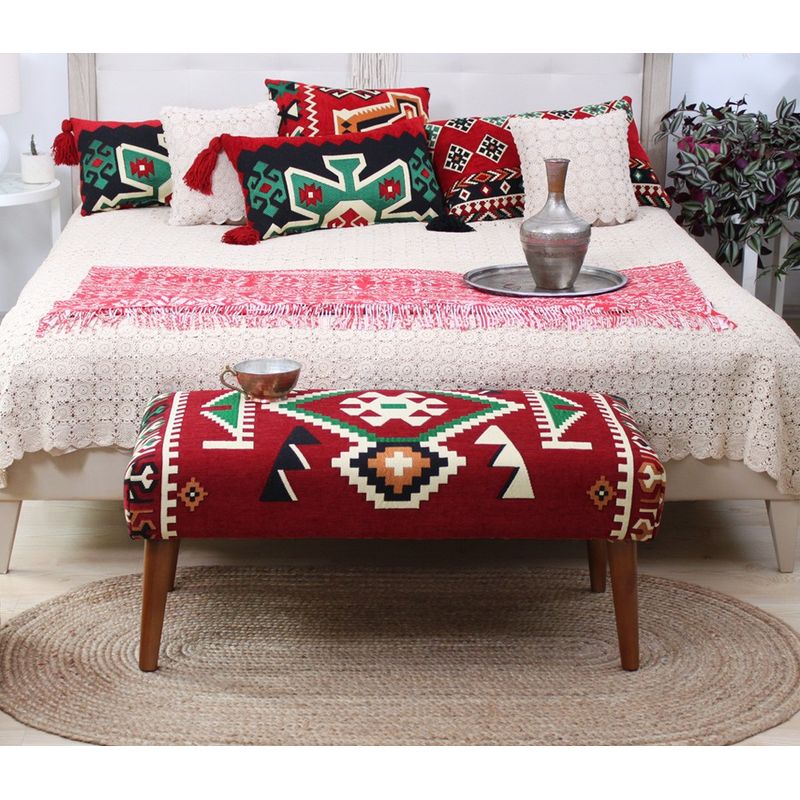 Casa si Gradina - Mobilier - Canapele si coltare - Banchete - Bancheta, Atelier Del Sofa, multicolor, 91x46x42 cm, 50% bumbac 50% poliester, picioare lemn - Infinity.ro