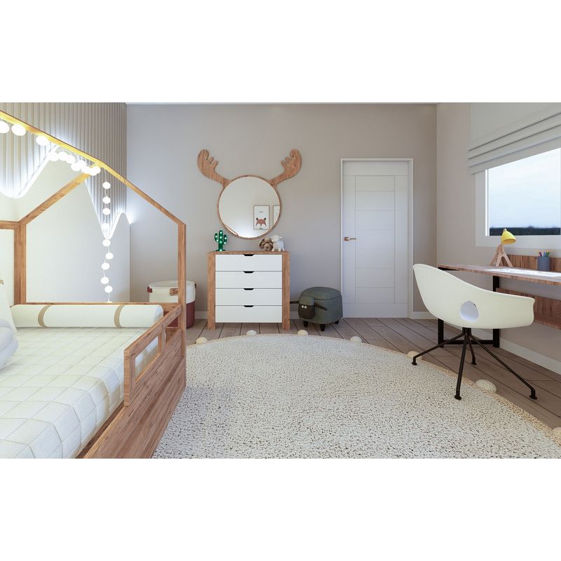 Casa si Gradina - Mobilier - Comode si corpuri - Comode - Comoda, Hanah Home, pal melaminat, nuc deschis si alb, 90x42x85 cm - Infinity.ro